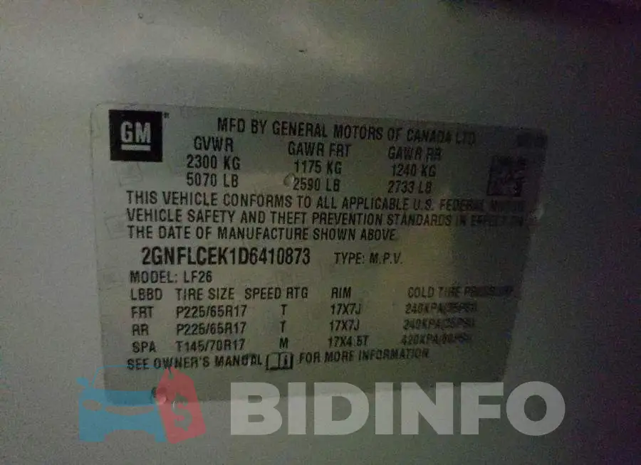 2GNFLCEK1D6410873 Photo# 10
