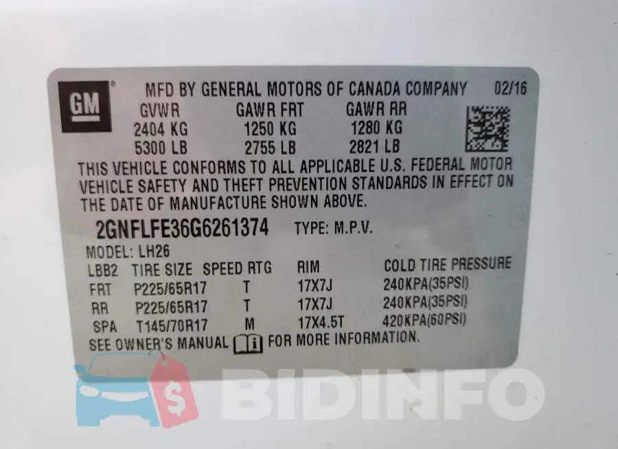 2GNFLFE36G6261374 Photo# 13