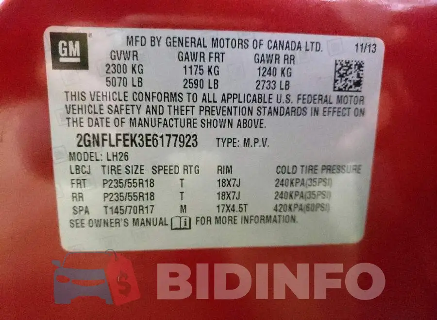 2GNFLFEK3E6177923 Photo# 10