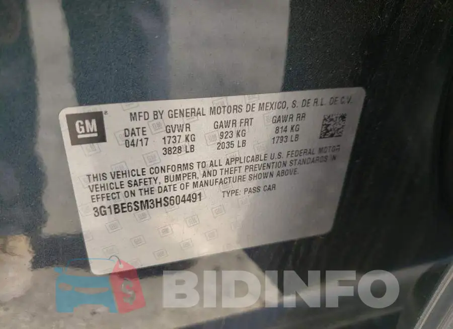 3G1BE6SM3HS604491 Photo# 10