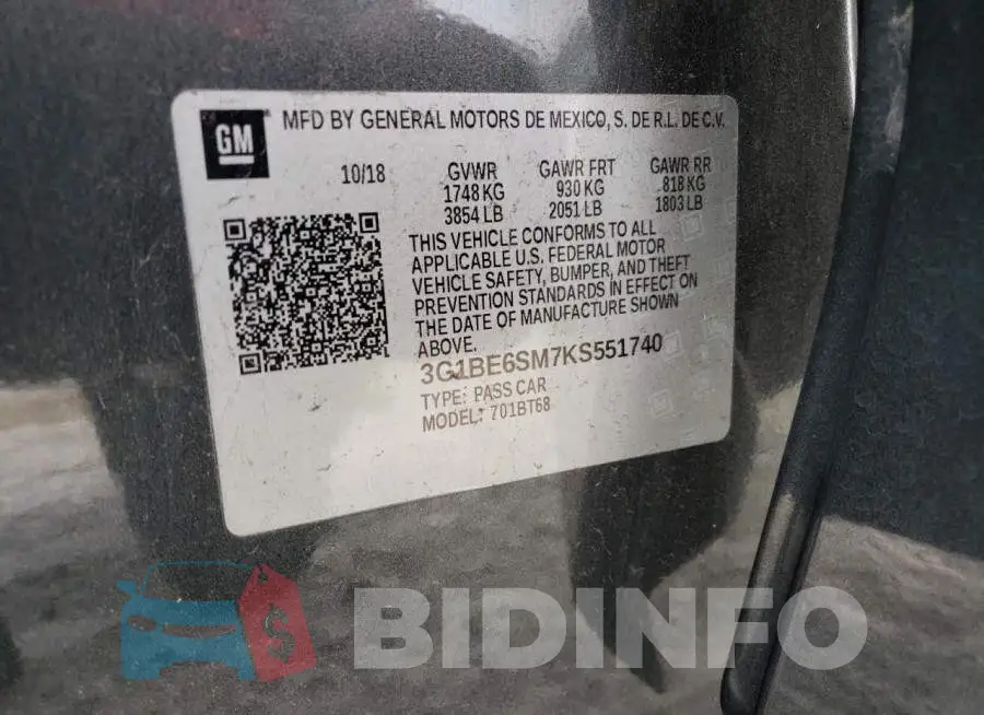 3G1BE6SM7KS551740 Photo# 12