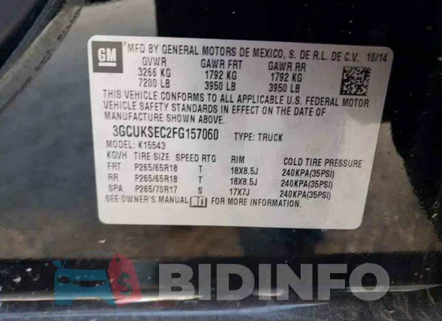3GCUKSEC2FG157060 Photo# 13