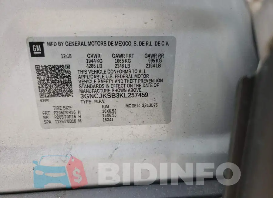 3GNCJKSB3KL257459 Photo# 12