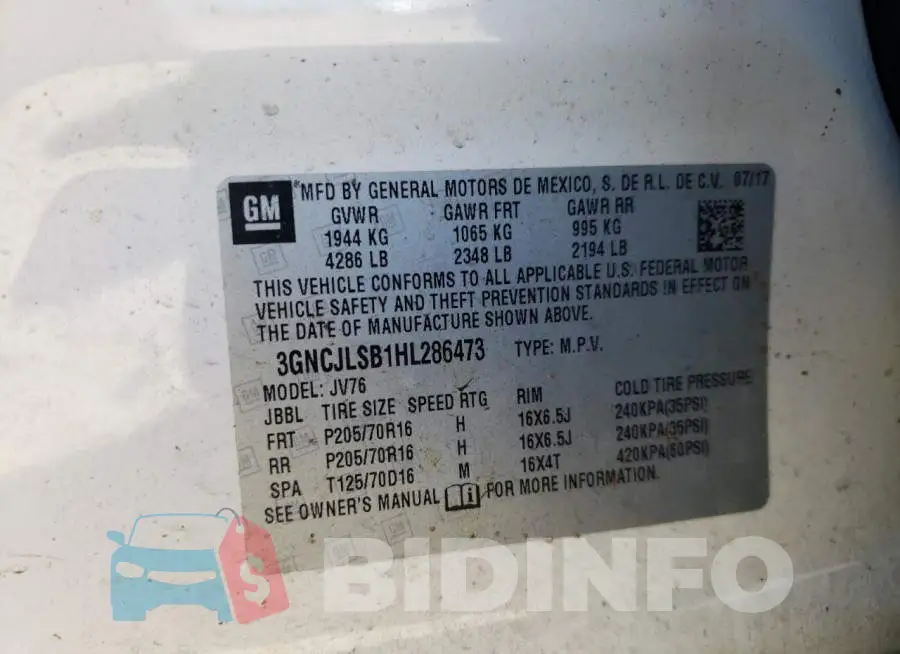 3GNCJLSB1HL286473 Photo# 10