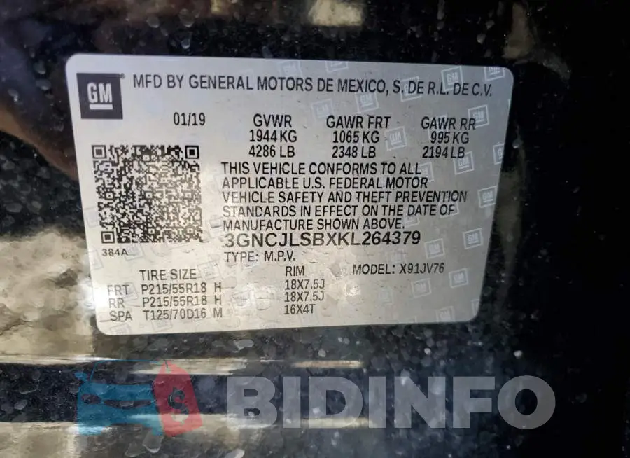 3GNCJLSBXKL264379 Photo# 10