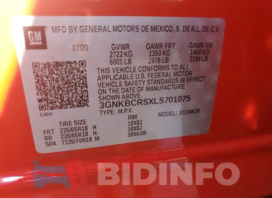 3GNKBCRSXLS701075 Photo# 10