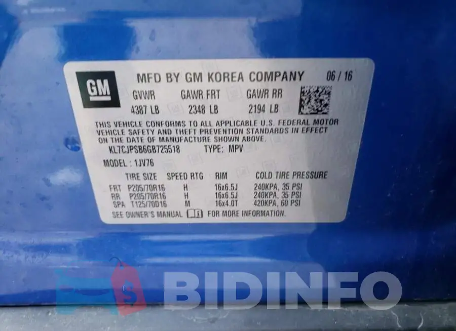 KL7CJPSB6GB725518 Photo# 10