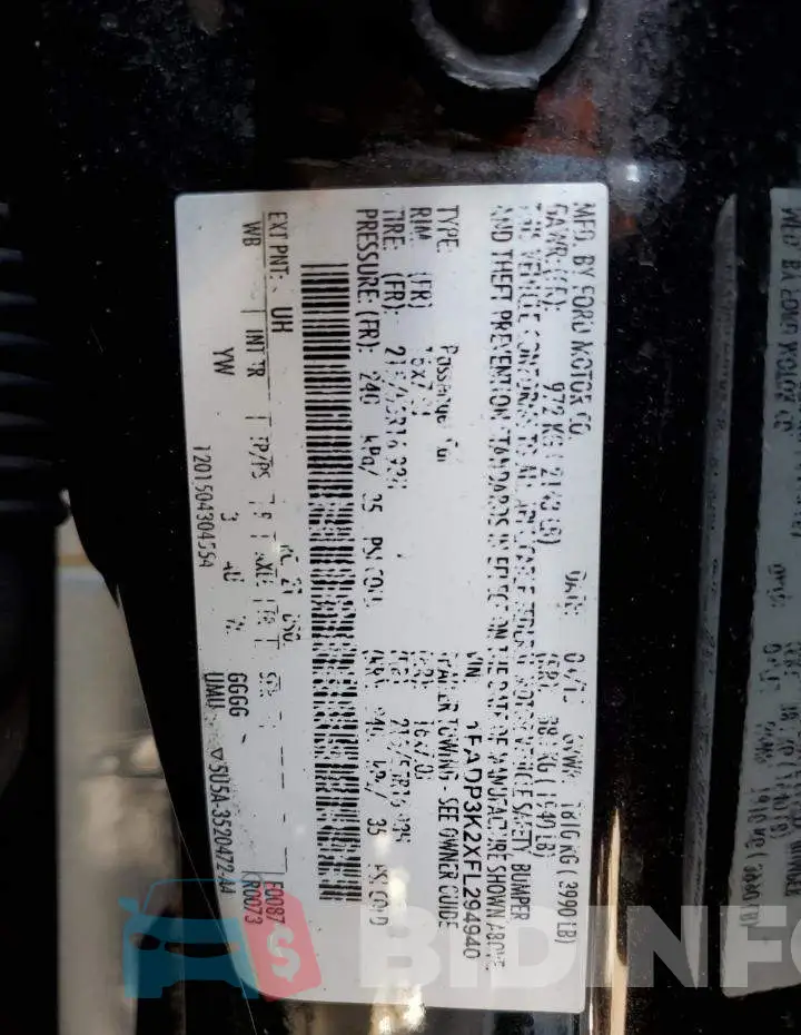 1FADP3K2XFL294940 Photo# 12