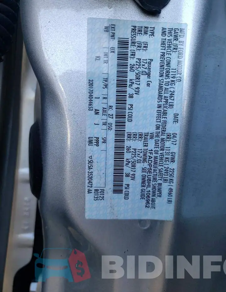 1FADP5EU8HL106962 Photo# 12