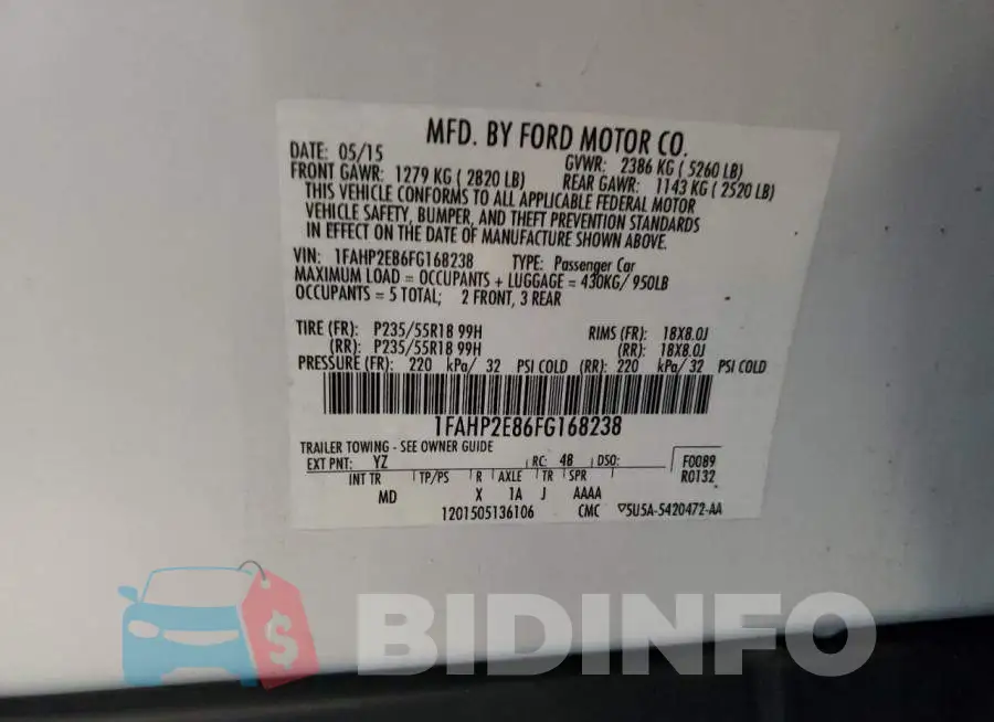 1FAHP2E86FG168238 Photo# 12
