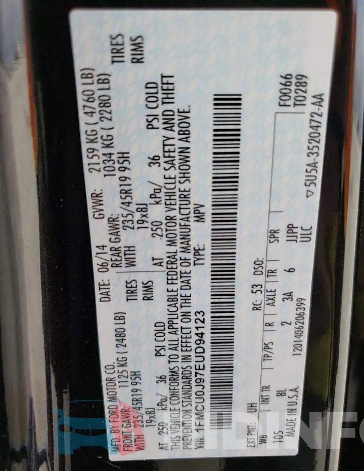 1FMCU0J97EUD94123 Photo# 14