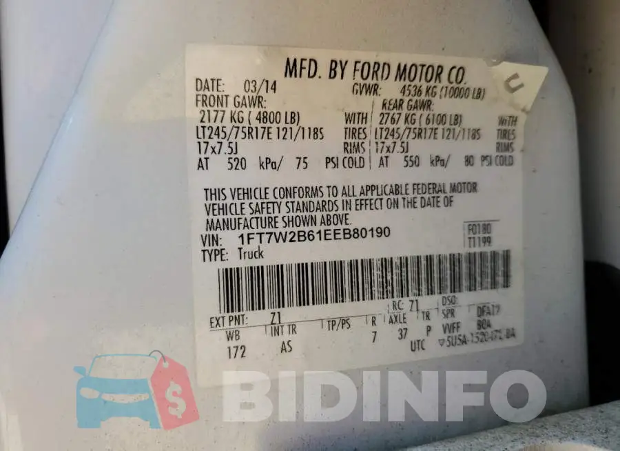 1FT7W2B61EEB80190 Photo# 10