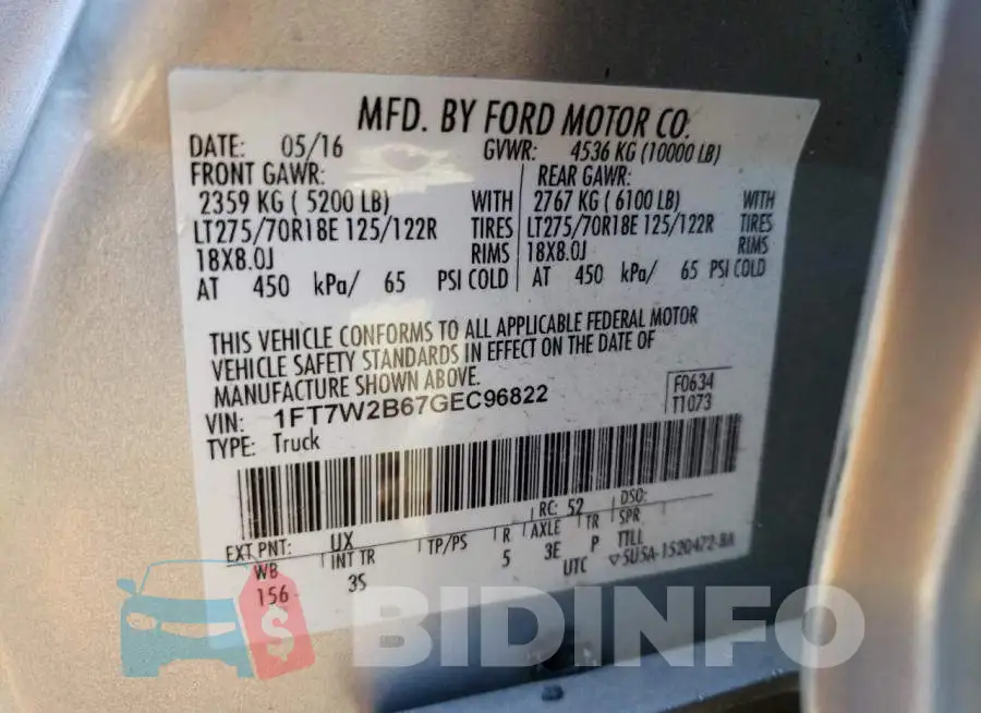 1FT7W2B67GEC96822 Photo# 10