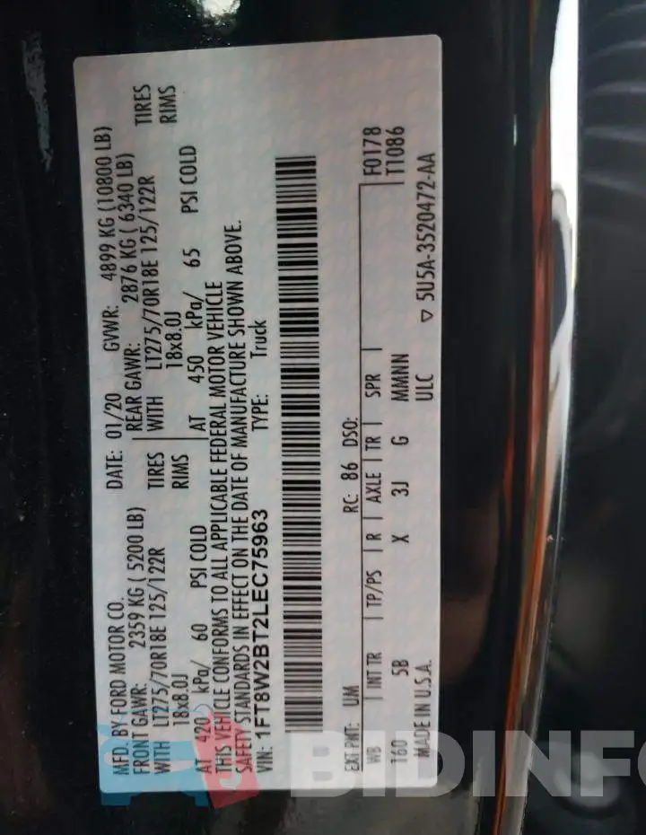 1FT8W2BT2LEC75963 Photo# 12