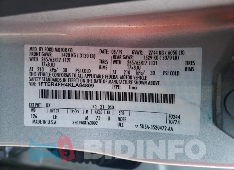 1FTER4FH4KLA84809 Photo# 12