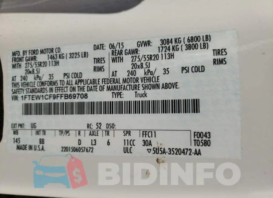 1FTEW1CF9FFB69708 Photo# 12