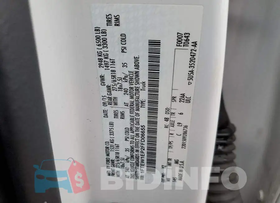 1FTEW1EP2FFD06655 Photo# 12