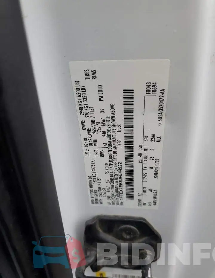 1FTEX1EB6JFE44922 Photo# 12