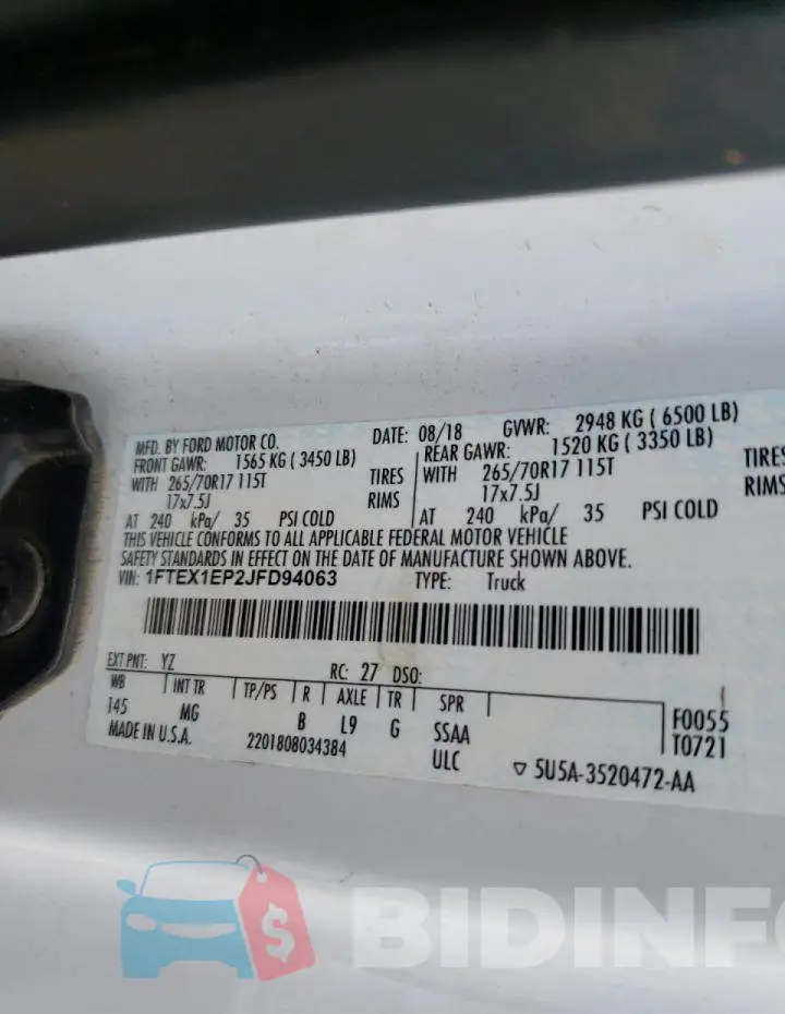 1FTEX1EP2JFD94063 Photo# 10