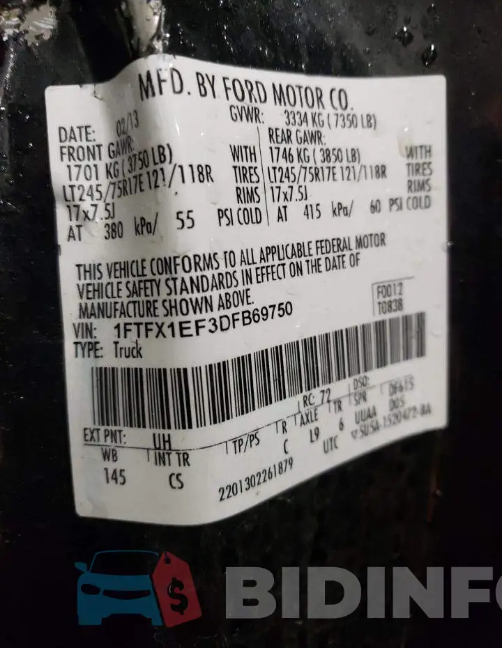 1FTFX1EF3DFB69750 Photo# 13
