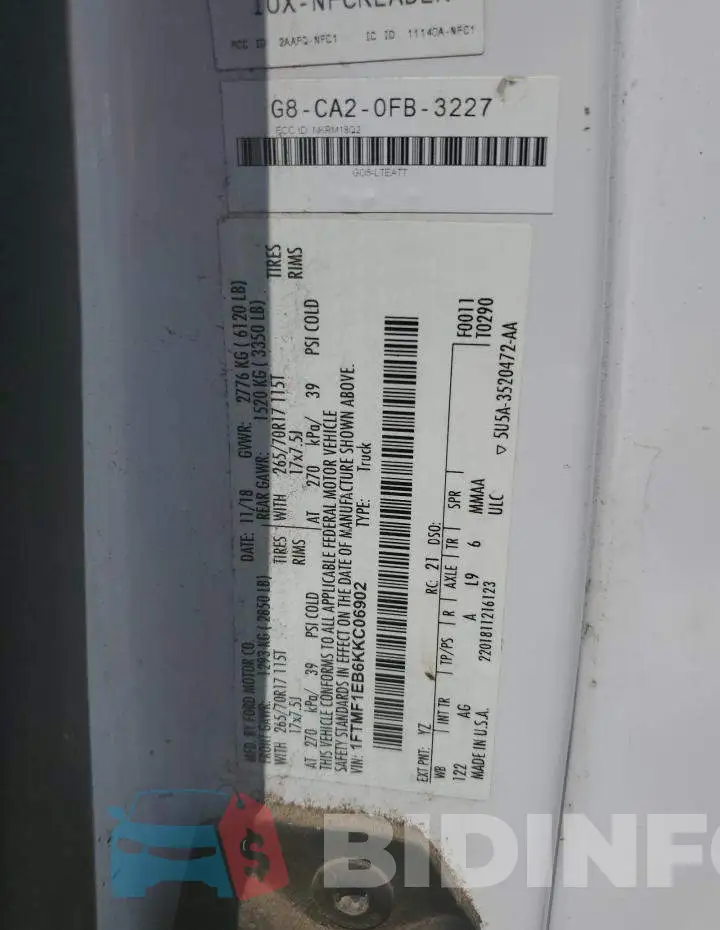 1FTMF1EB6KKC06902 Photo# 10