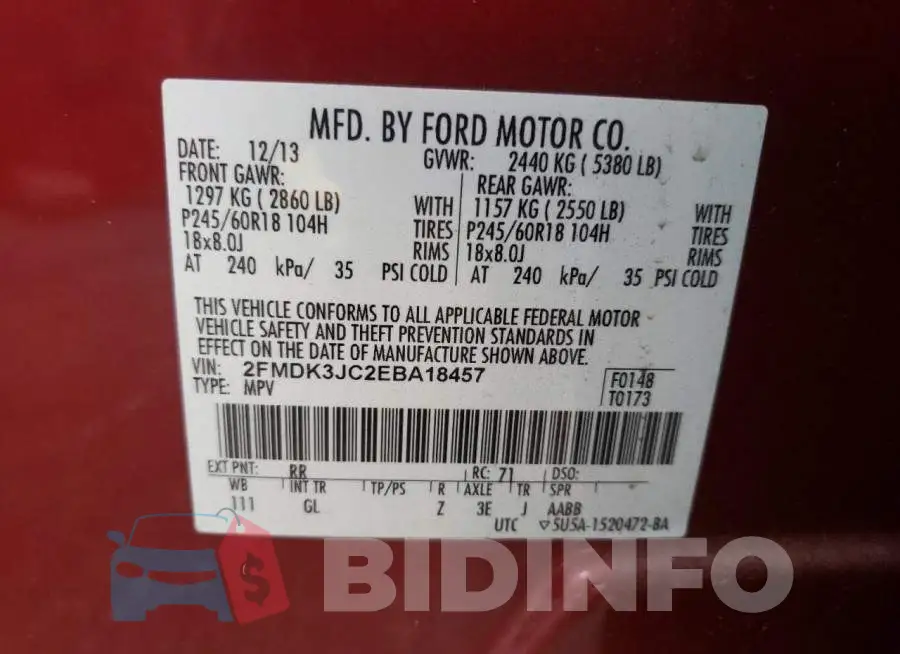2FMDK3JC2EBA18457 Photo# 10