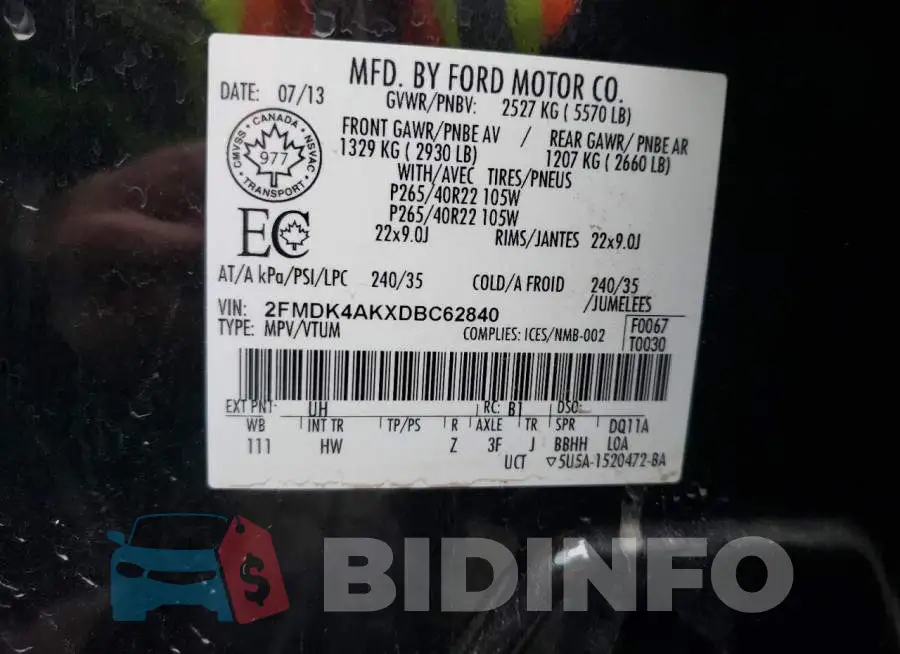 2FMDK4AKXDBC62840 Photo# 14