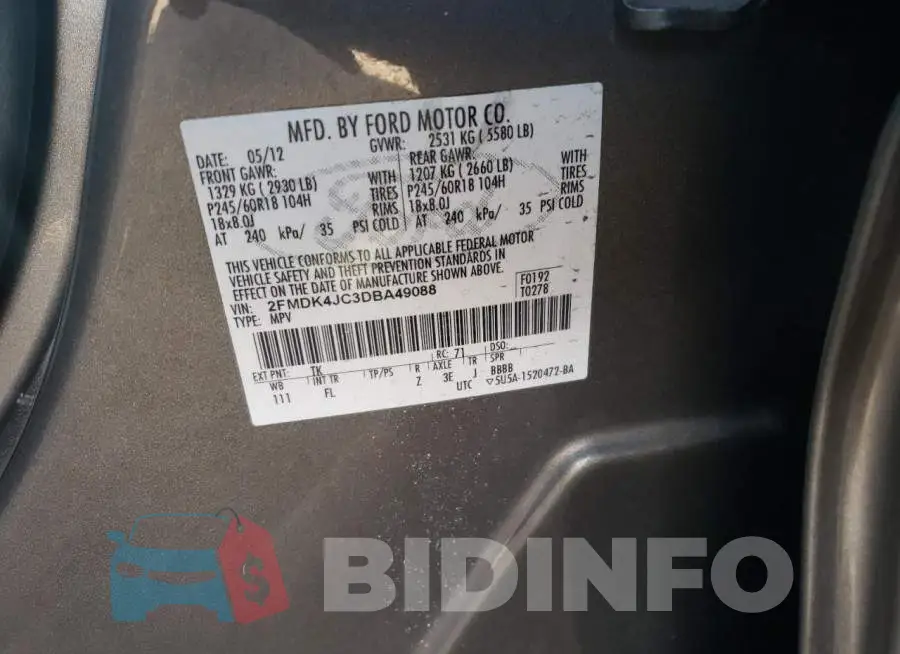 2FMDK4JC3DBA49088 Photo# 13
