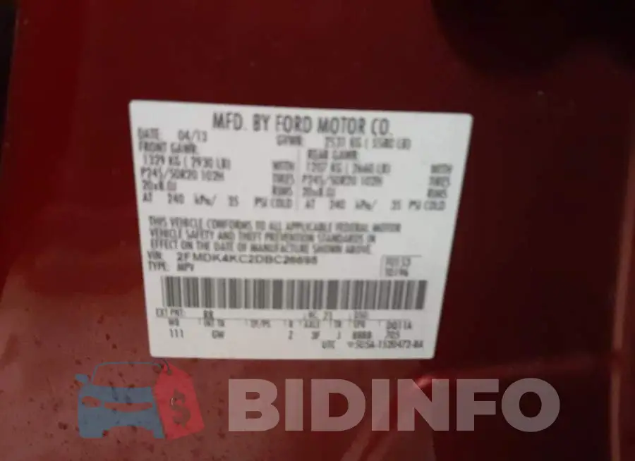 2FMDK4KC2DBC26695 Photo# 13