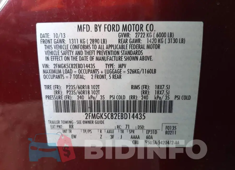 2FMGK5C82EBD14435 Photo# 13