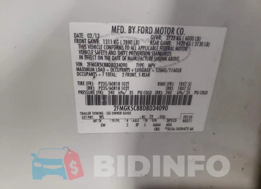 2FMGK5C88DBD34090 Photo# 13