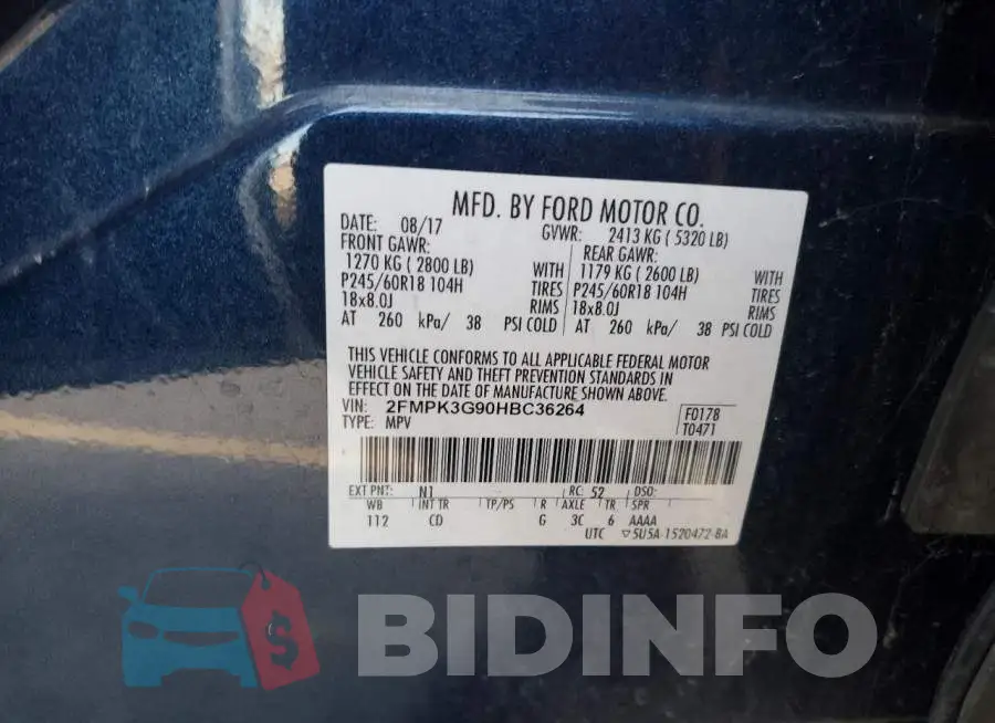 2FMPK3G90HBC36264 Photo# 12