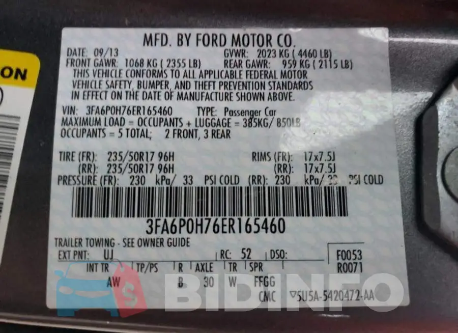 3FA6P0H76ER165460 Photo# 12