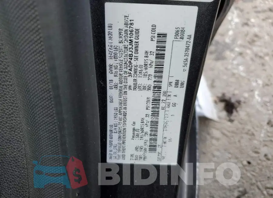 3FADP4BJ3JM106781 Photo# 13