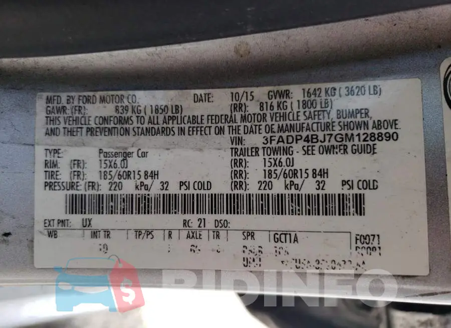 3FADP4BJ7GM128890 Photo# 10