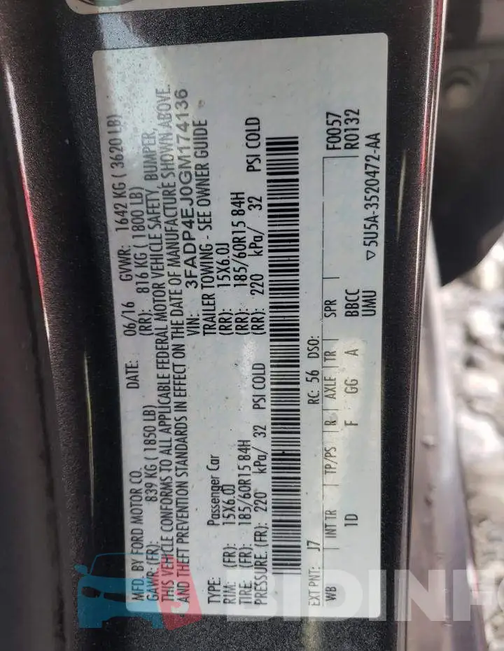 3FADP4EJ0GM174136 Photo# 12