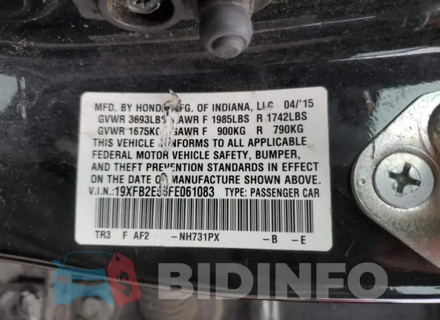19XFB2E58FE061083 Photo# 12