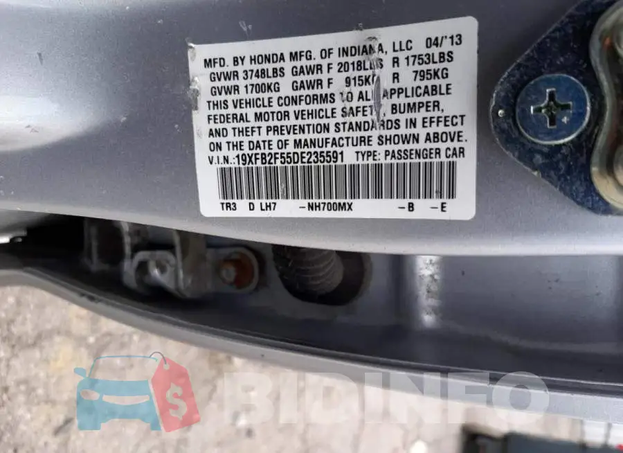 19XFB2F55DE235591 Photo# 13