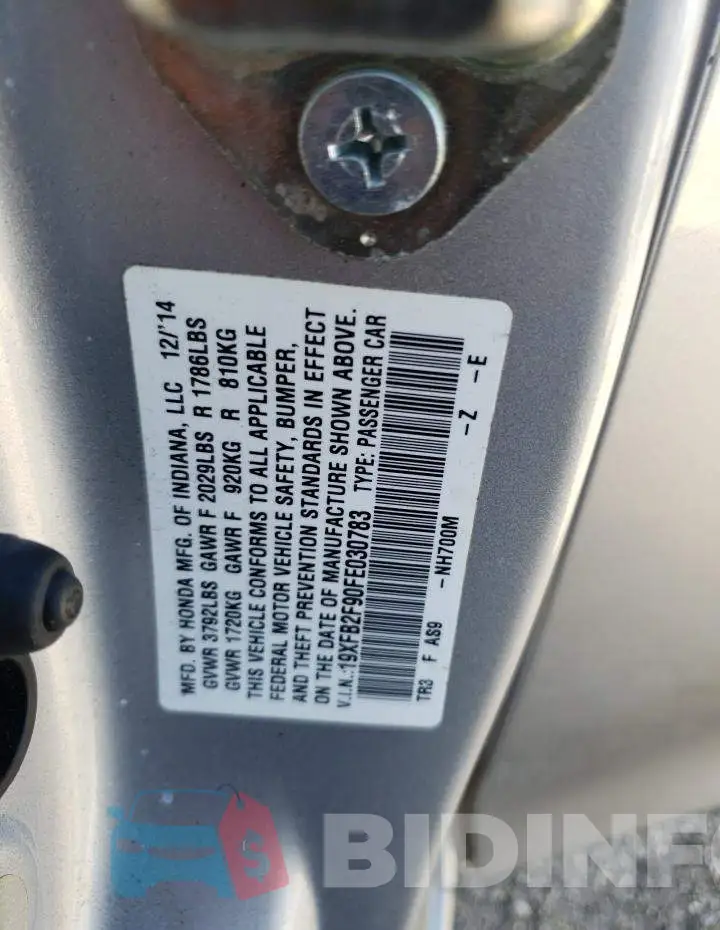 19XFB2F90FE030783 Photo# 10