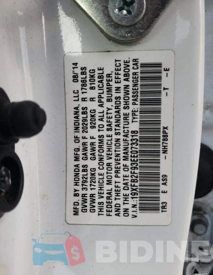 19XFB2F93EE073318 Photo# 10