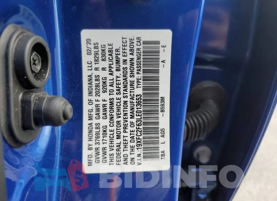 19XFC2F63LE013653 Photo# 12