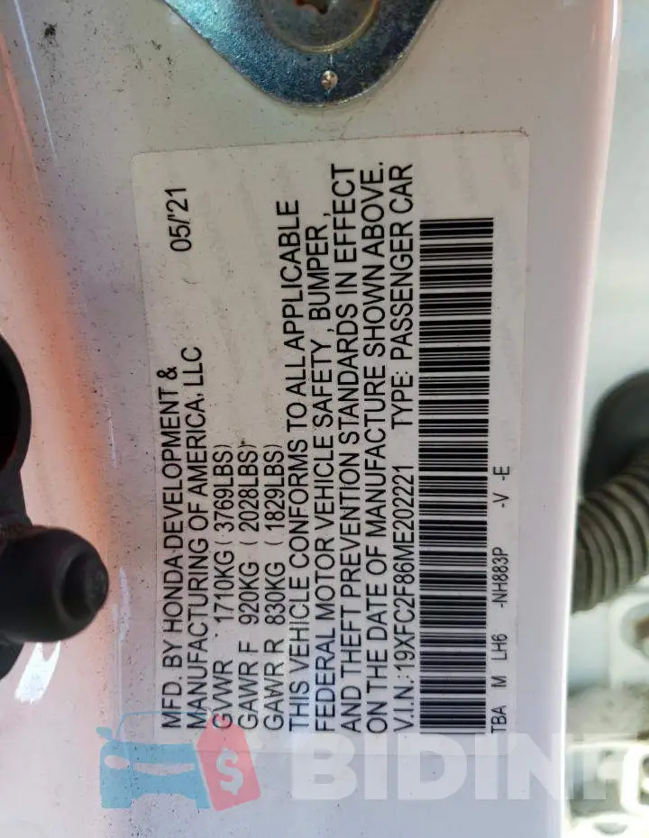 19XFC2F86ME202221 Photo# 12