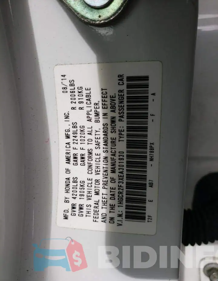 1HGCR2F3XEA301930 Photo# 10