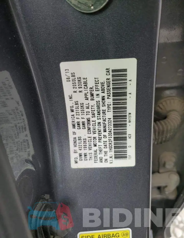 1HGCR2F53DA273324 Photo# 12