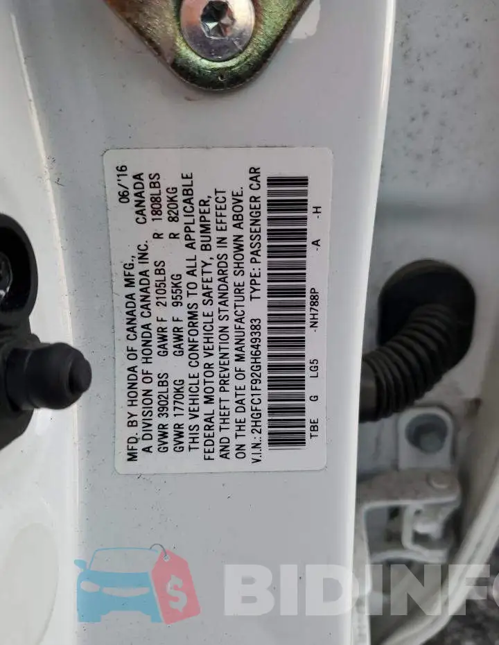 2HGFC1F92GH649383 Photo# 12