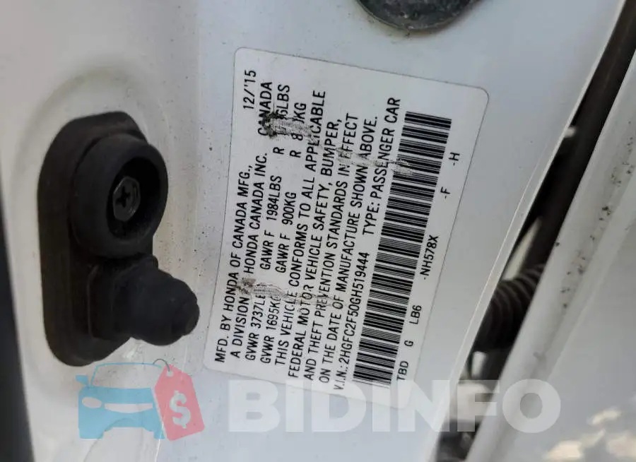 2HGFC2F50GH519444 Photo# 12