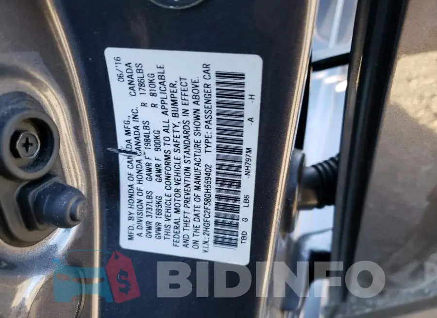 2HGFC2F58GH559402 Photo# 12