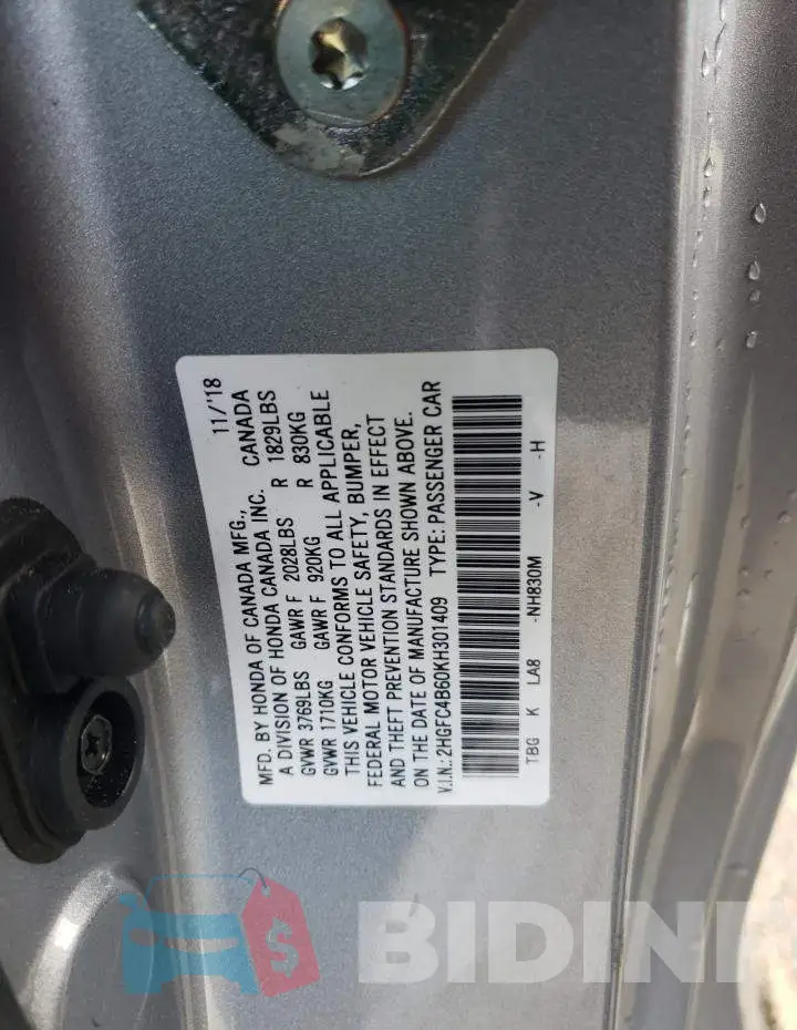 2HGFC4B60KH301409 Photo# 12