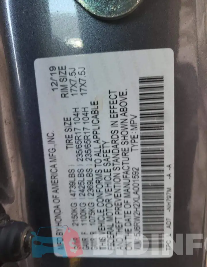 5J6RW2H2XLA001592 Photo# 12