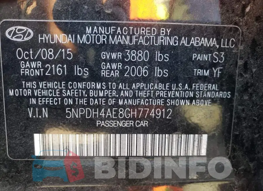 5NPDH4AE8GH774912 Photo# 10